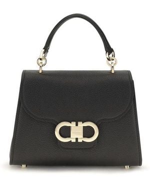 Ferragamo Black Calf Leather Bos Taurus Handbag
