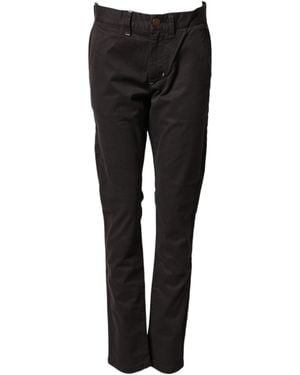 Sun 68 Dark Brown Cotton Stretch Straight Mid Waist Trouser Trousers - Black