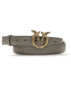Pinko Gray Calf Leather Bos Taurus Regular Belt - Metallic