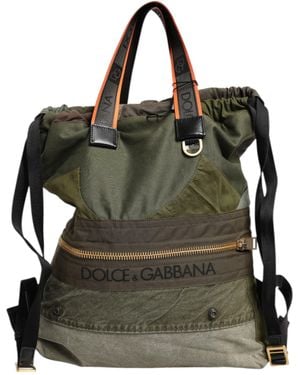 Dolce & Gabbana Military Green Patchwork Rucksack Backpack Bag
