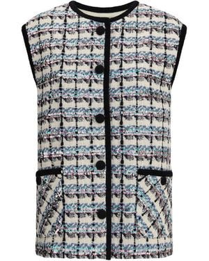 Valentino Tweed Vest With Sequins - Black