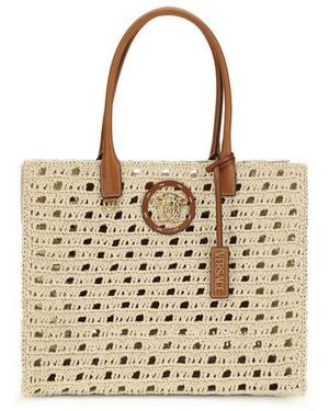 Versace Beige Cotton Shoulder Bag - Metallic