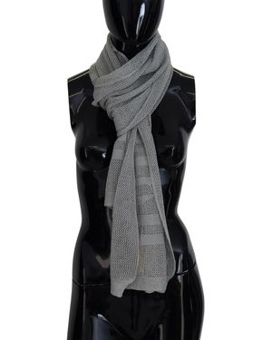 John Galliano Grey Logo Knitted Neck Wrap Shawl Foulard Scarf - Black