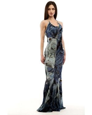 Moschino Multicolour Viscose Casual Dress - Blue