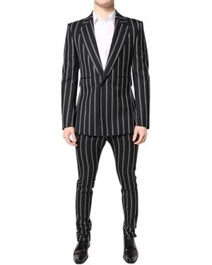 Dolce & Gabbana Striped Sicilia Formal 2 Piece Suit - Black