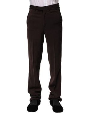 Bencivenga Dark Brown Mid Waist Dress Formal Pants - Black