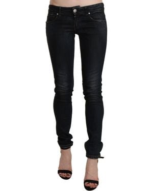 Acht Black Washed Low Waist Skinny Denim Jeans - Blue