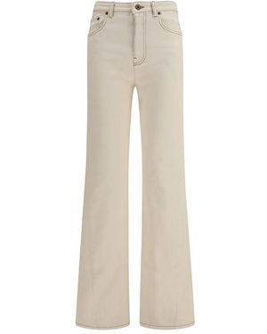 Burberry Beige Cotton Bootcut Jeans - Natural