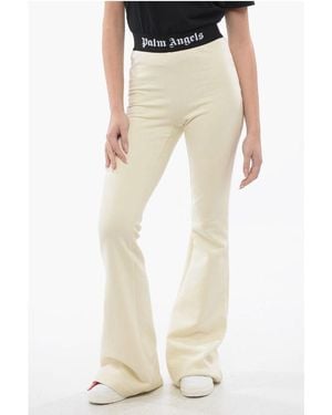 Palm Angels Flared Fit Logo Tape Joggers With Elastic Waistband - Natural