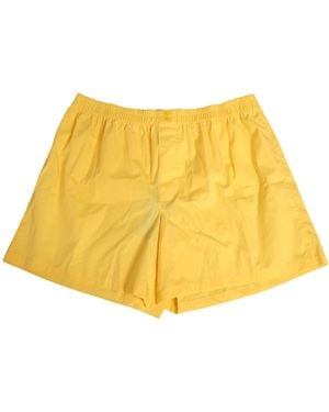 Dolce & Gabbana Yellow Cotton Elastic Waistband Short Swimwear