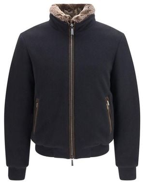 Moorer Black Cashmere Bomber - Blue