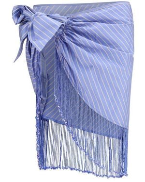ANDAMANE Blue Cotton Midi Skirt
