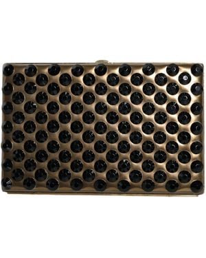Dolce & Gabbana Crystal Bifold Clutch Evening Party Purse Bag Leather - Black