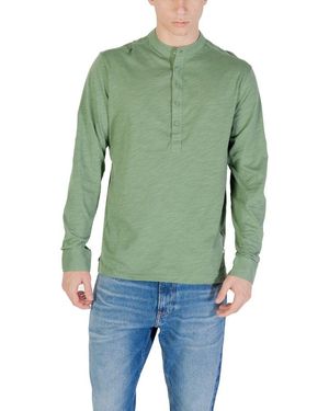 Gianni Lupo Bicolour Cotton Long Sleeve T - Green