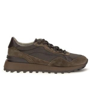 Brunello Cucinelli Brown Calf Leather Bos Taurus Athletic Sneakers