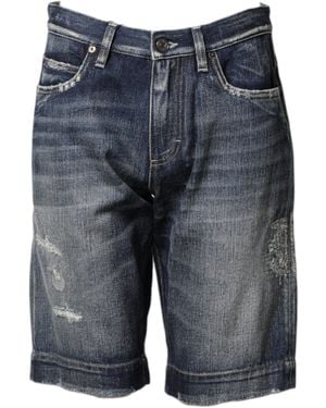 Dolce & Gabbana Cotton Distressed Denim Bermuda Shorts - Gray