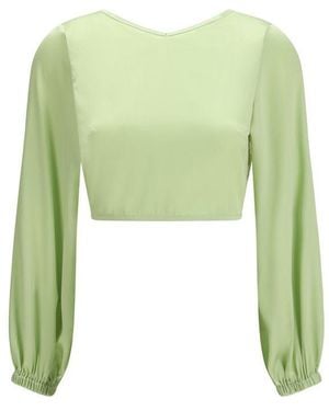 Kristina Ti Bicolour Silk Blouse - Green