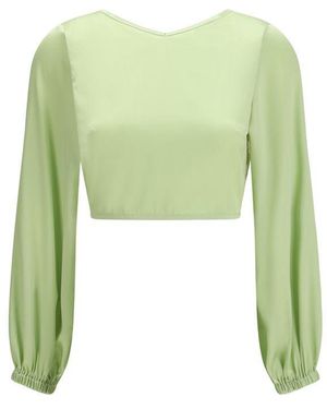 Kristina Ti Bicolour Silk Blouse - Green
