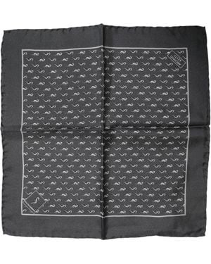 Dolce & Gabbana Fish Print Silk Square Foulard Scarf - Gray