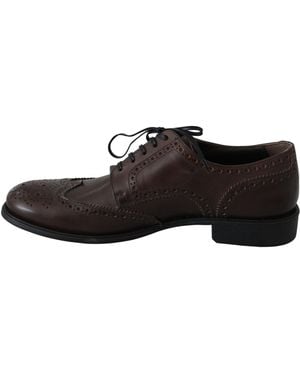 Dolce & Gabbana Elegant Brown Leather Derby Brogues - Black