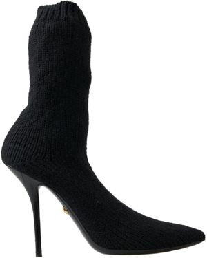Dolce & Gabbana Stiletto Heel Mid Calf Boot Shoes - Black