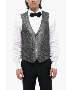 Corneliani Plant Motif Silk Academy Cerimo Waistcoat - Grey