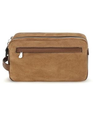 Brunello Cucinelli Beige Suede Leather Accessories - Brown