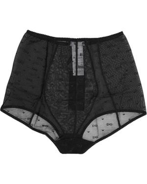 Dolce & Gabbana Black Logo Girdle High Waisted Panty Underwear