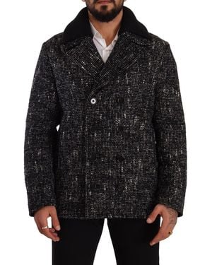Dolce & Gabbana Black Wool Double Breasted Coatjacket