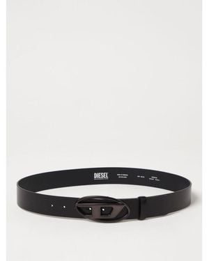 DIESEL Black Leather Regular Belt - White