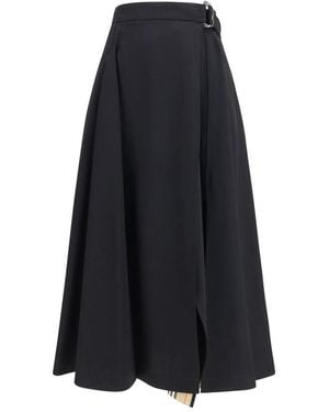 Burberry Black Wool Oves Aries Midi Skirt - Blue