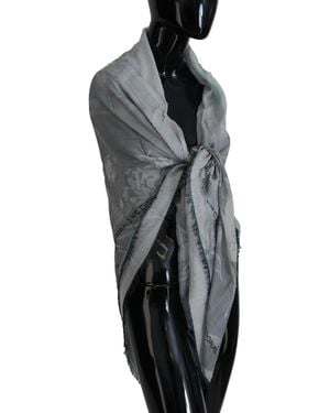 CoSTUME NATIONAL Print Shawl Foulard Fringes Scarf - Black