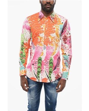DSquared² ² Abstract Patterned Popeline Shirt - Red