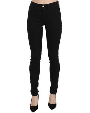 CoSTUME NATIONAL Black Embellished Mid Waist Skinny Denim Jeans