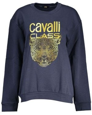 Roberto Cavalli Elegant Fleece Crew Neck Sweatshirt - Blue