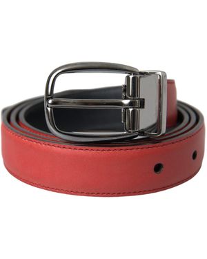 Dolce & Gabbana Leather Metal Buckle Belt - Red