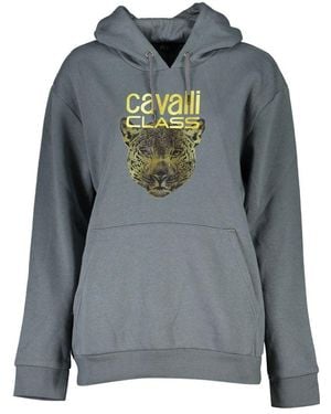 Roberto Cavalli Sleek Fleece Hooded Sweatshirt - Gray
