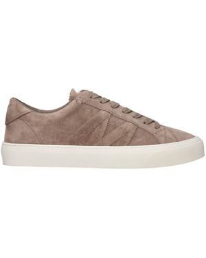 Moncler Trainers Monaco 2 Suede/Taupe - Brown
