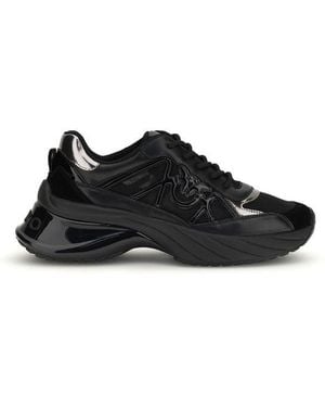 Pinko Black Calf Leather Bos Taurus Chunky Trainers