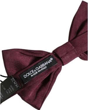 Dolce & Gabbana Men Maroon 100% Silk Adjustable Neck Papillon Bow Tie - Brown