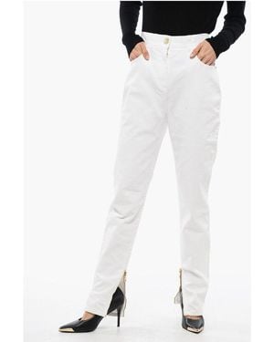 Balmain Skinny Denims With Jewel Buttons - White