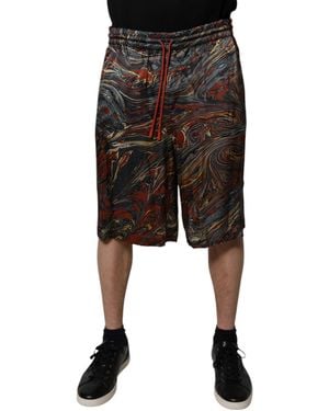 Dolce & Gabbana Marbled Print Drawstring Shorts - Black