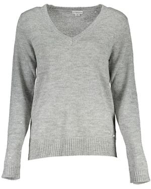 U.S. POLO ASSN. Elegant Long-Sleeved V-Neck Sweater - Gray