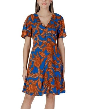 B.Young Blue Viscose Midi Dress