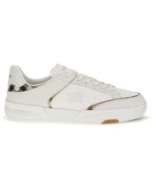 Burberry White Calf Leather Bos Taurus Low Top Sneakers
