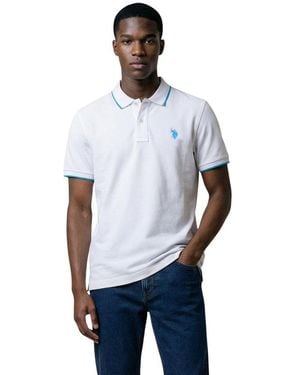 U.S. POLO ASSN. White Cotton Polo Shirt - Blue