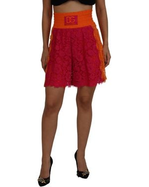 Dolce & Gabbana Lace Highwaist Shorts - Red