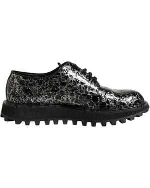 Dolce & Gabbana Black White Calfskin Chunky Derby Shoes