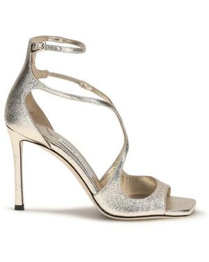 Jimmy Choo Gold Calf Leather Bos Taurus Stiletto Heel Sandals - Metallic