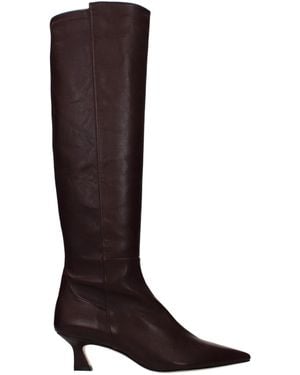 Stuart Weitzman Red Leather High Heel Boots - Brown